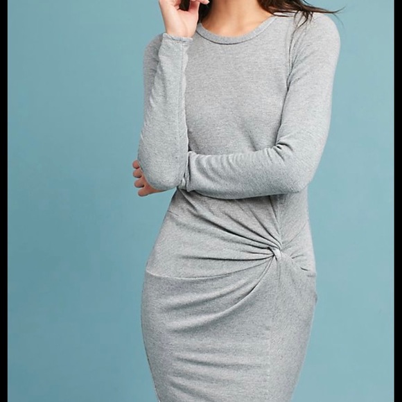 slim fit dress slacks Anthropologie Anama Size Medium Blue Distressed Jersey Dress Blue / M